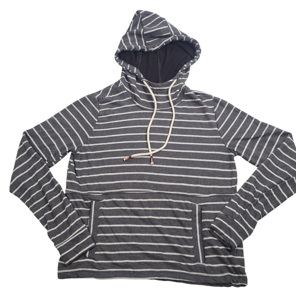 Marine Layer Gray & White Striped Hooded Sweatshirt